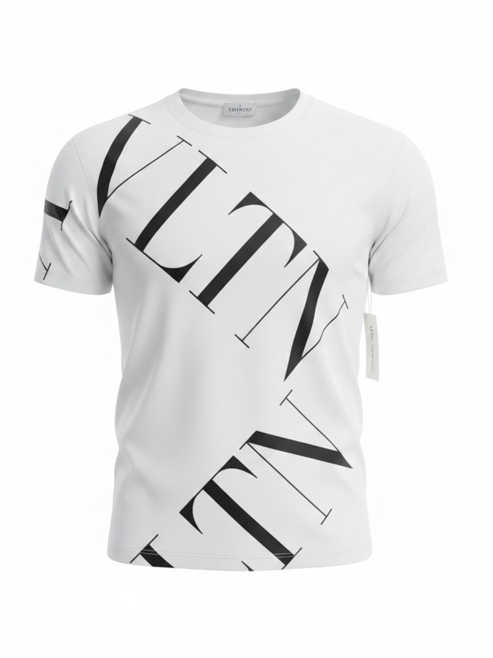 Valentino Men's White VLTN Logo Crewneck T-Shirt